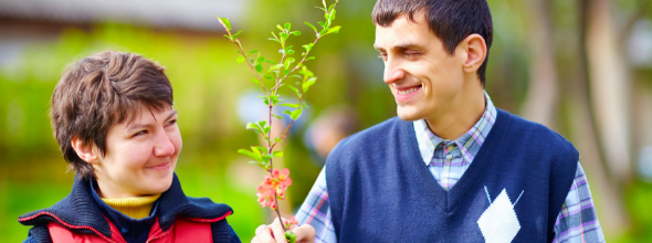 a smiling couple with autism