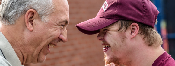 Vulnerable adult with learning disabilities at Falcon Housing Association smiling